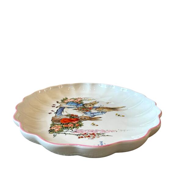 Zrike Beatrix Potter Peter Rabbit OVAL SERVING PLATTER Easter 14" Pink Edge NEW - Picture 4 of 16